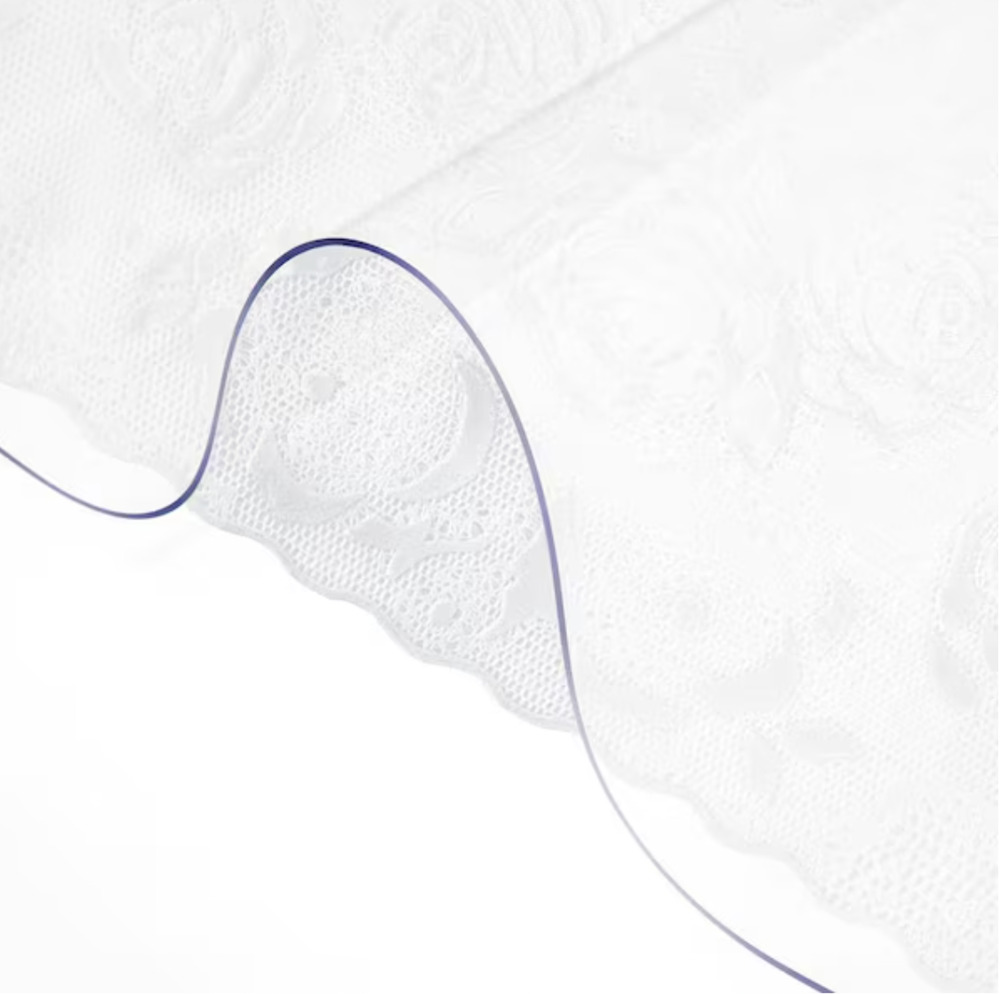 Clear Desk Table Cover Protector 42 x 78 2mm Thick Waterproof w White Tablecloth